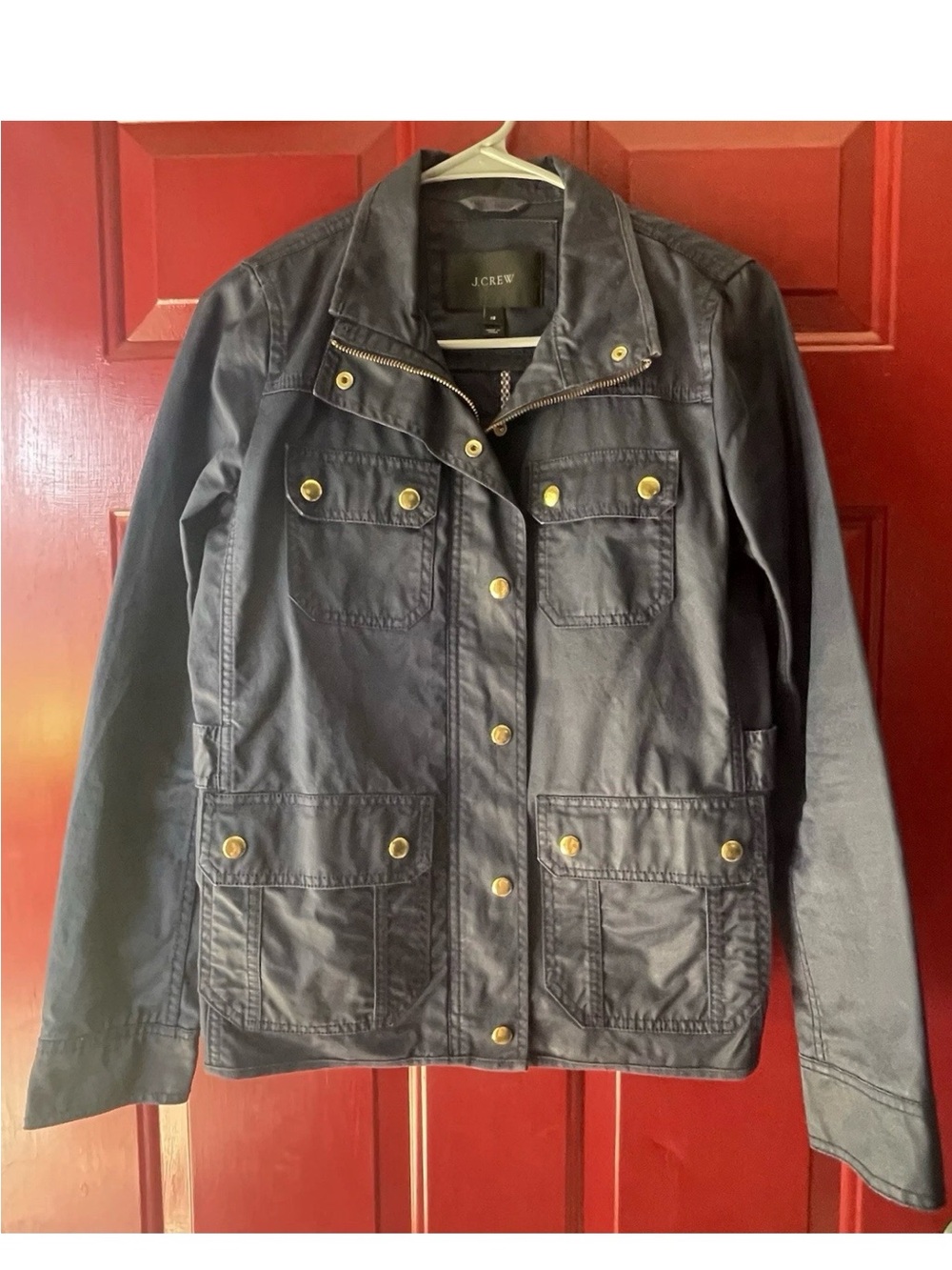 J. Crew Navy Utility Field Jacket with Gold-Tone Hardware